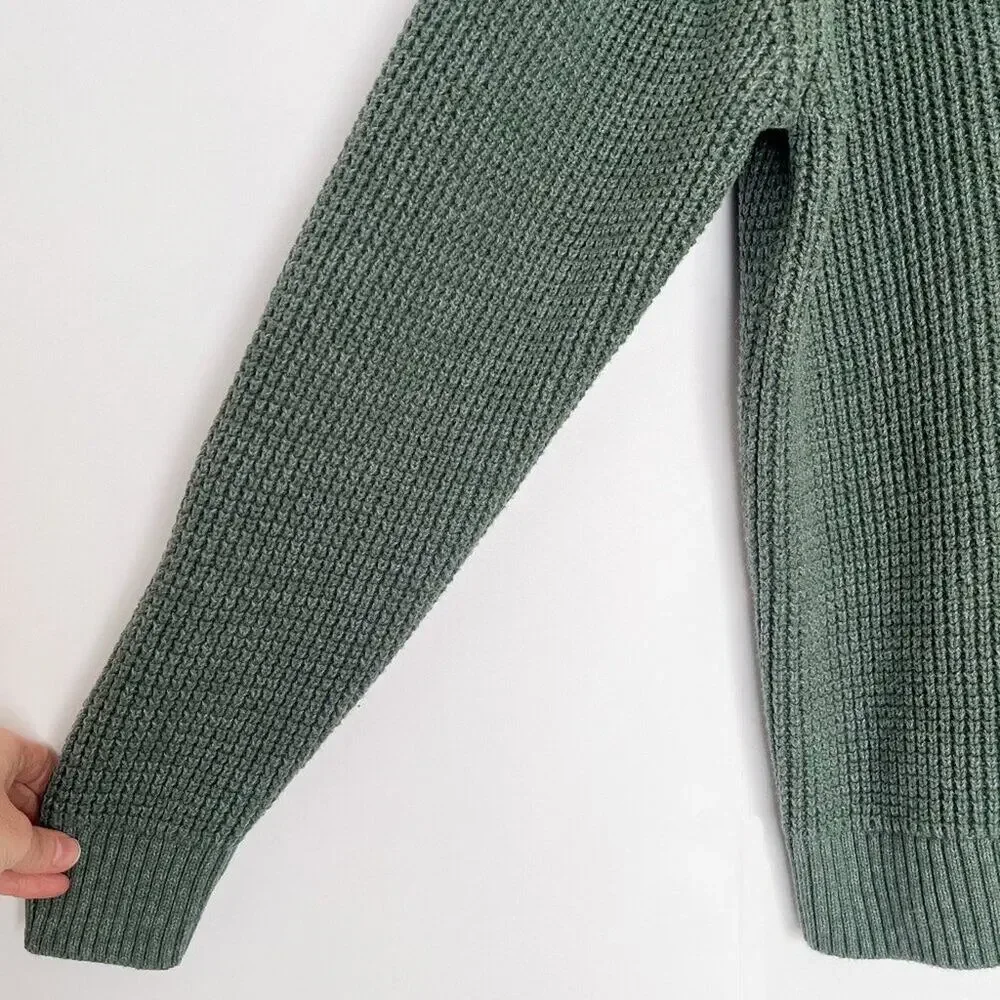 Old Navy Tunic Sweater Chunky Knit Crew Neck Oversized Size Large Heather Green